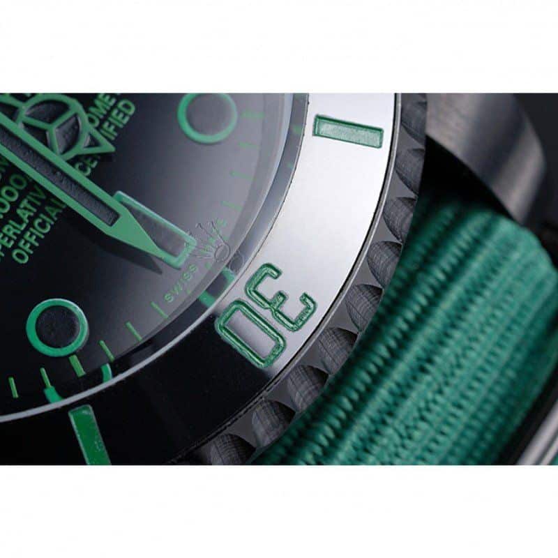 Rolex Stealth Submariner Green Nylon Strap 622009 Mens 40MM