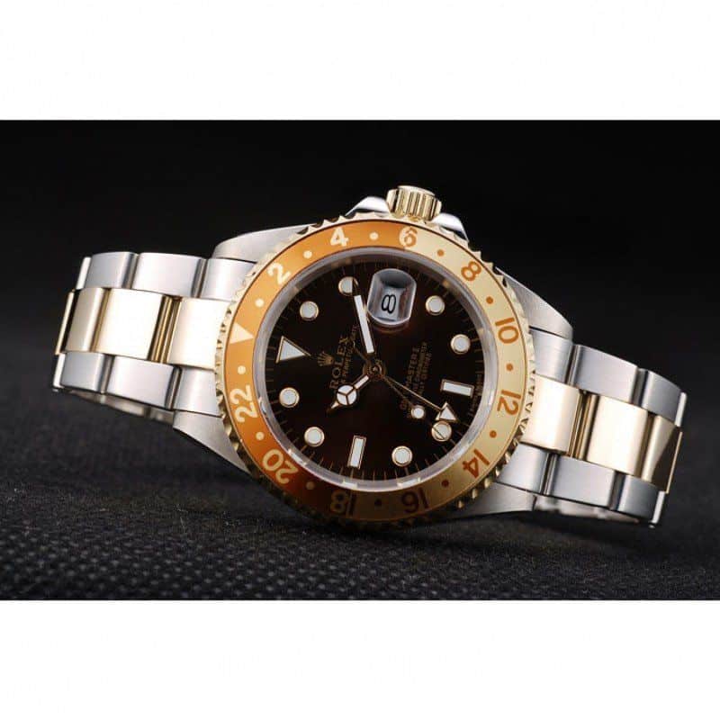 Rolex GMT Master II Gold Colored Ceramic Bezel Brown Dial Watch Men