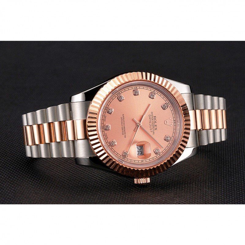 Rolex Datejust Rose Gold Dial And Bezel Stainless Steel Case Two Tone Bracelet